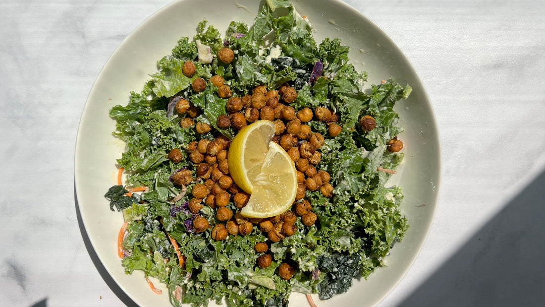 Kale Caesar with Crispy Chickpeas