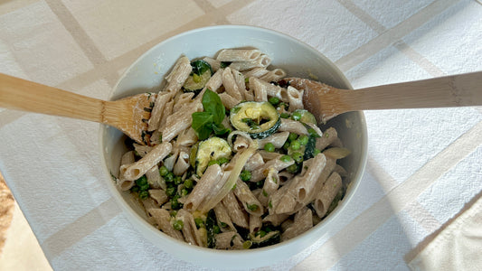 Zucchini, Green Pea, and Goat Cheese Pasta