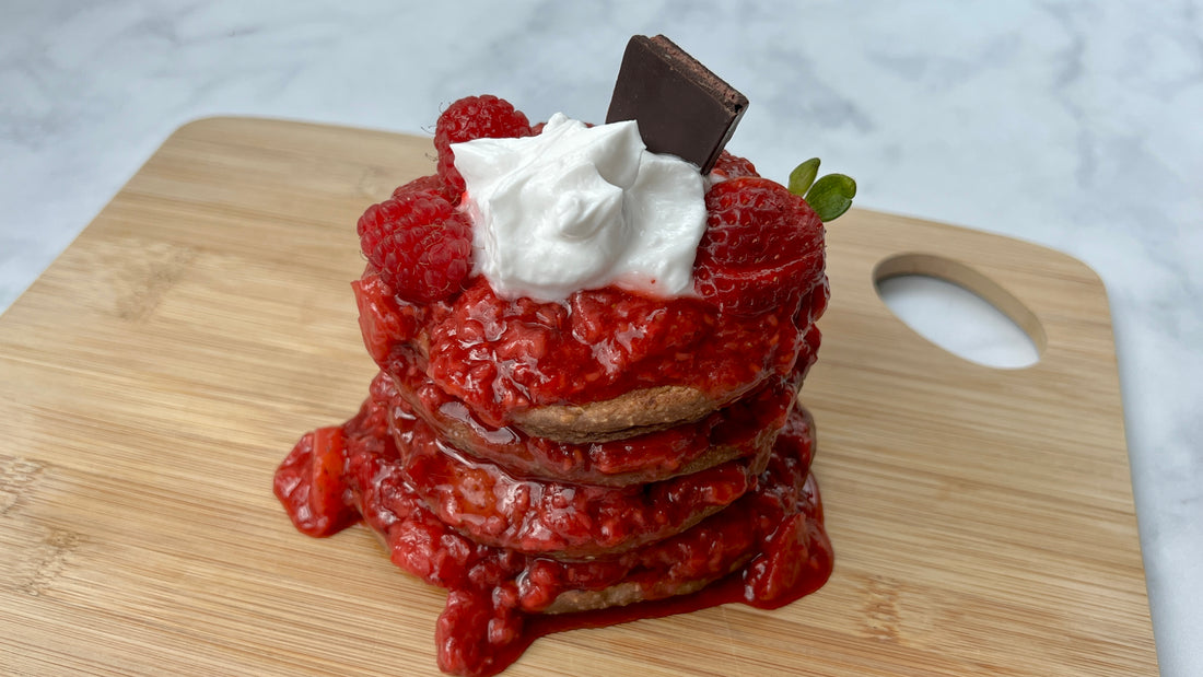 Chocolate and Berries Protein Pancakes