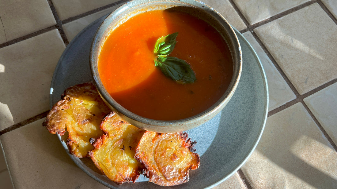 Tomato Soup and Potato Crostinis