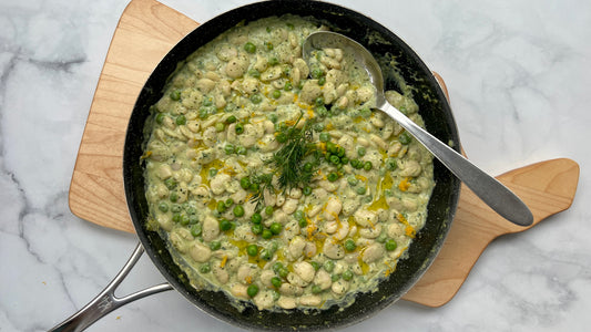 Creamy Pesto Butter Beans and Peas