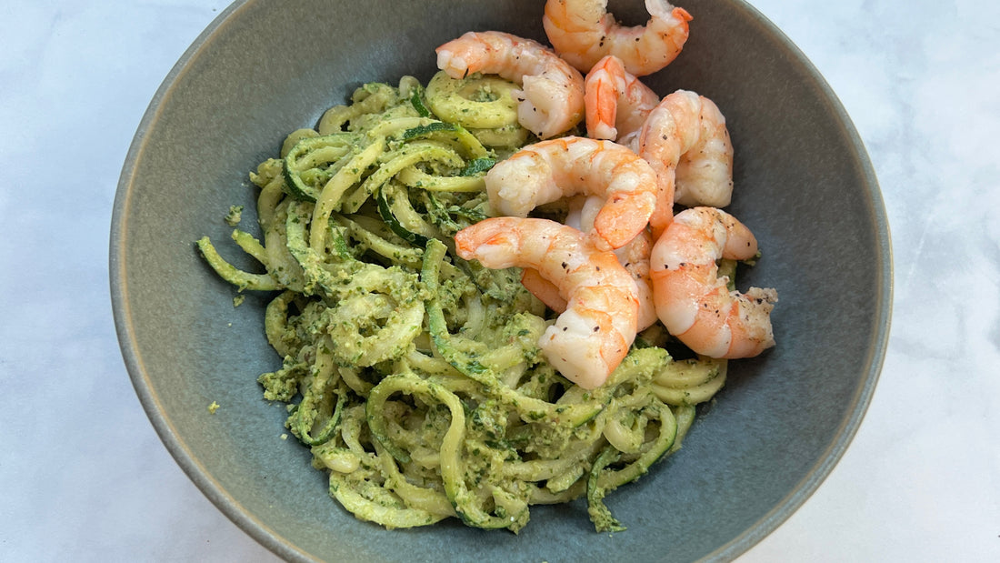 Pesto Zoodles with Shrimp